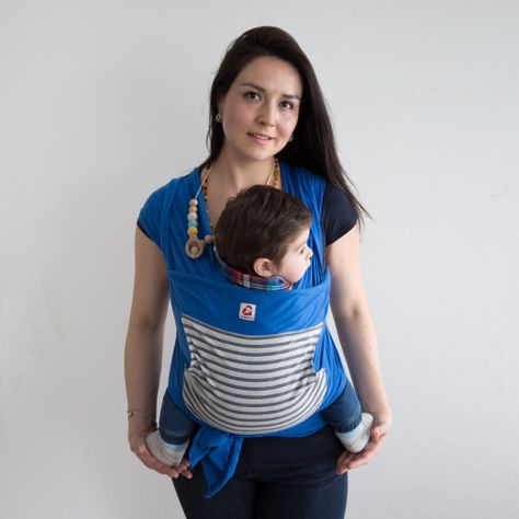 Fular Semielasticado Azul Con Bolsillo Rayas-0