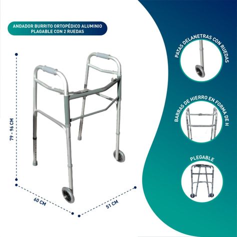 Andador Burrito Ortopédico Aluminio Plegable Con 2 Ruedas-1