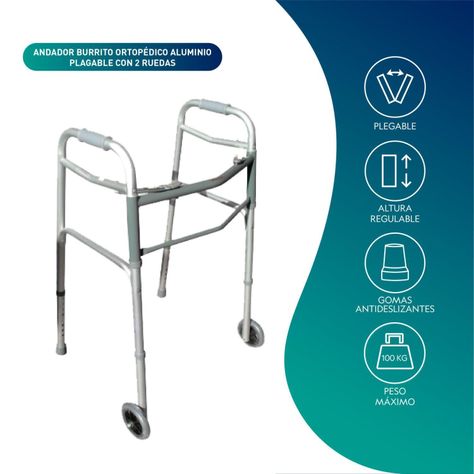 Andador Burrito Ortopédico Aluminio Plegable Con 2 Ruedas-2