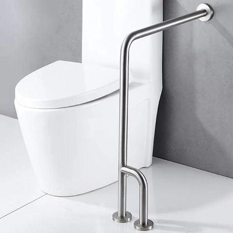 Barra De Seguridad Baño Angular Muro-Piso Doble Izquierda-1
