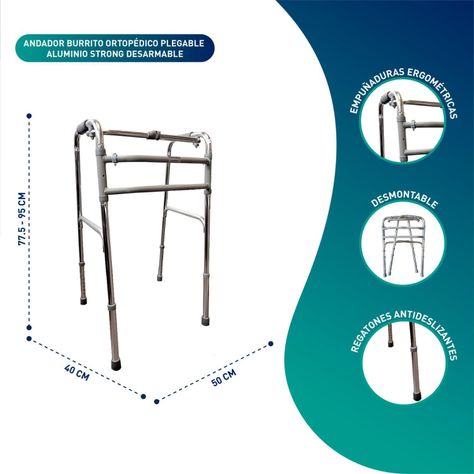 Andador Burro Ortopédico Plegable Aluminio Strong Desarmable-1