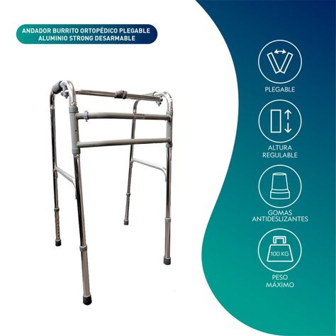 Andador Burro Ortopédico Plegable Aluminio Strong Desarmable-2