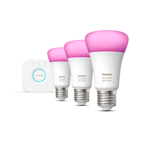 Kit 3 Philips Hue E27 Multicolores + Bridge Matter-1