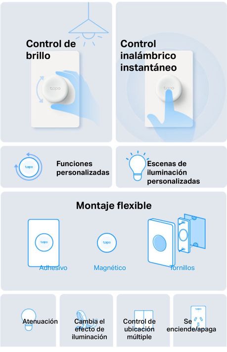 Set 2 Interruptor Dimmer inalambrico Magnetico Tapo Google Alexa-1