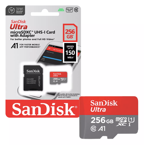 Tarjeta Memoria MicroSDXC SanDisk 256GB Ultra UHS-I A1 Alta V 150MS-0