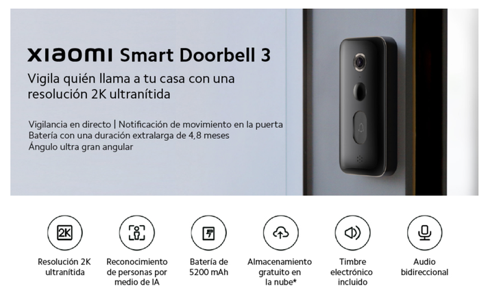 Video Portero Timbre Xiaomi Smart Doorbell 3 Alexa Google-7