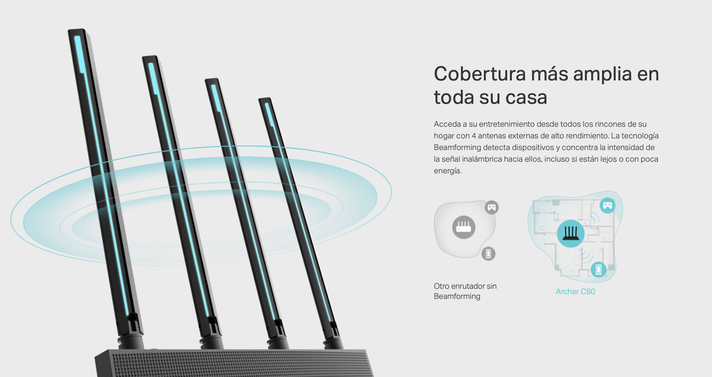 Router Repetidor mesh Inalámbrico C80 Mu-mimo Inalámbrico Ac1900-4