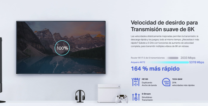 Router AX5400 Tri-Band Gigabit Wi-Fi 6 Archer AX72OneMesh™-6