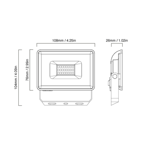 Proyector LED de Exteriores IP65, 20W 1800lm Blanco Frio 220V SEC - VKB -1
