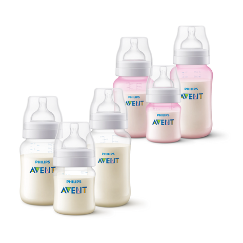 Pack 6 mamaderas Anticolic 125ml,260ml,330ml Avent Bicolor-0