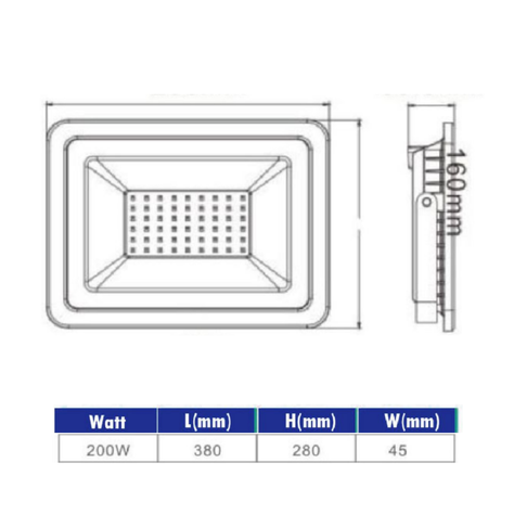 Proyector Led Slim STANFORD 3000K 200W -2