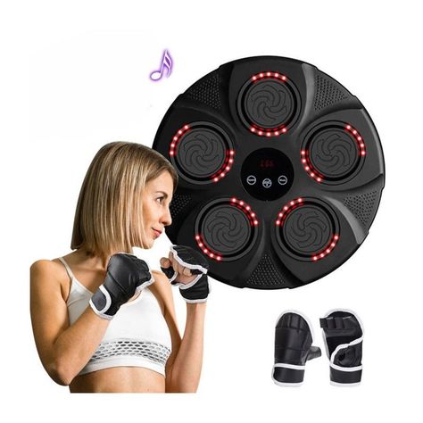 Máquina De Entrenamiento Box Sonido Bluetooth Y Guantes Rojo-1