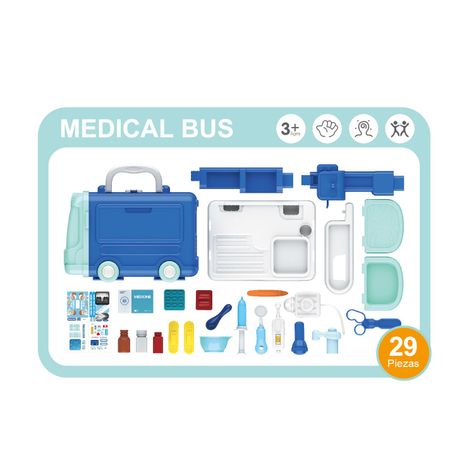 Juguete Centro De Juegos, Medical Bus, Set De Juegos De 29 Piezas-4