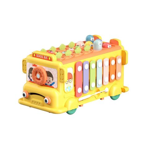 Bus Didáctico 6 en 1, Metalófono, Armado,  Reloj y Más-0