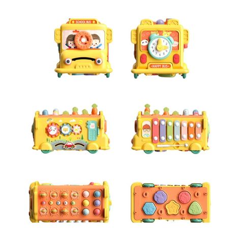 Bus Didáctico 6 en 1, Metalófono, Armado,  Reloj y Más-2