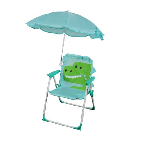 Silla Plegable Camping Animales Niños, con Sombrilla, Dinosaurio Verde-1