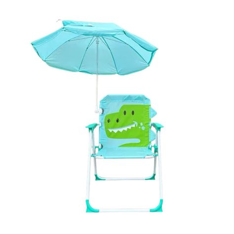 Silla Plegable Camping Animales Niños, con Sombrilla, Dinosaurio Verde-0