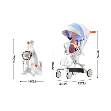 Coche Plegable Múltiples posiciones con Bandeja y Volante-4