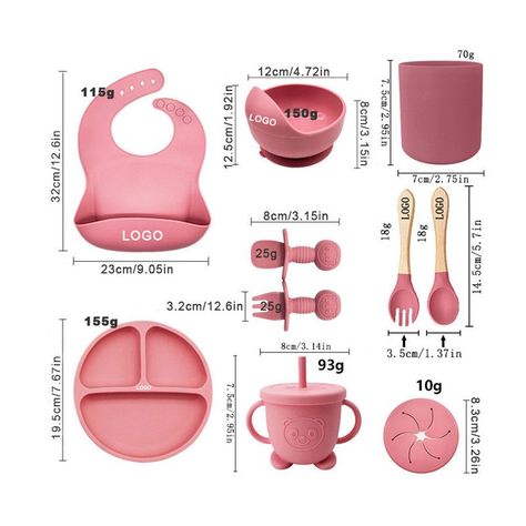 Set Cubiertos Silicona Libre BPA Antideslizante Rosado-1