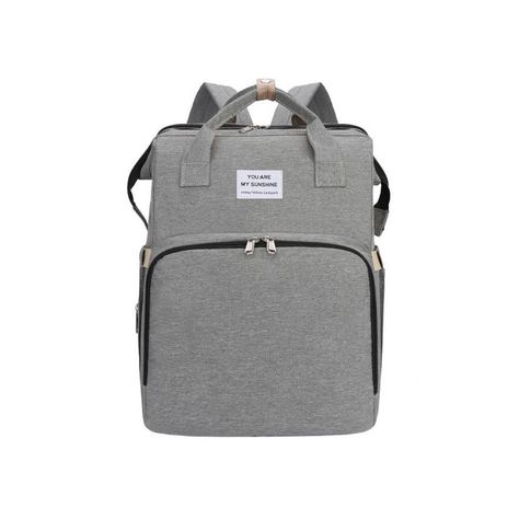 Mochila 3 en 1 - Bolso, Cuna y Mudador Portátil Gris-0