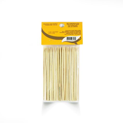 PACK 5X BROCHETAS CORTAS BAMBÚ SURCO BOLSA 100 UN-1