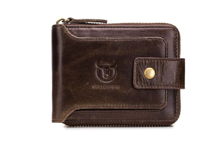 Billetera de cuero con bloqueo RFID Bullcaptain Modelo QB231-0