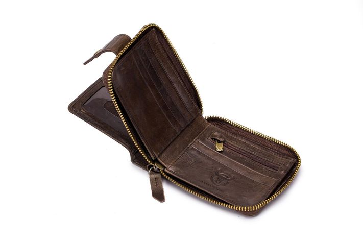 Billetera de cuero con bloqueo RFID Bullcaptain Modelo QB231-2