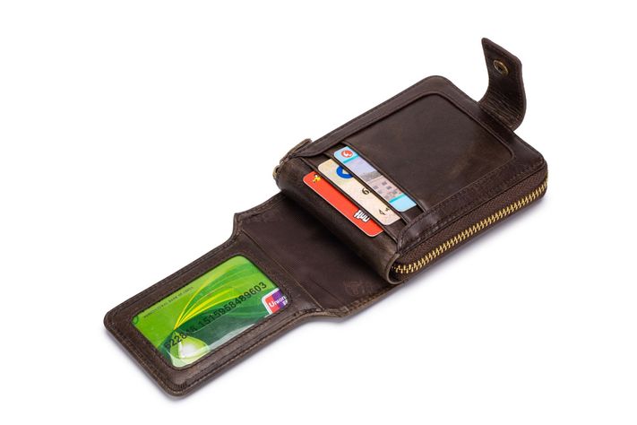 Billetera de cuero con bloqueo RFID Bullcaptain Modelo QB231-3