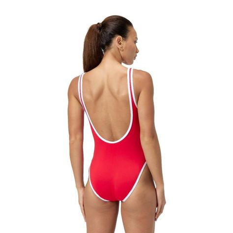 Traje de Baño Natación Mujer Speedo Solid Scoop Rojo-1