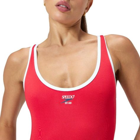 Traje de Baño Natación Mujer Speedo Solid Scoop Rojo-4