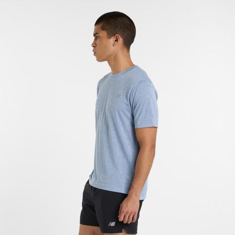 Polera Running Hombre New Balance Athletic Celeste-2