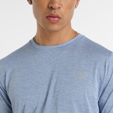 Polera Running Hombre New Balance Athletic Celeste-3