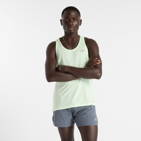 Polera Sin Mangas Running Hombre New Balance Athletic Verde-0