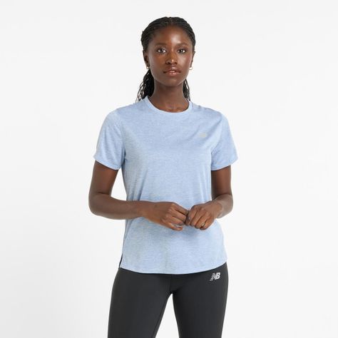 Polera Running Mujer New Balance Athletic Celeste-0