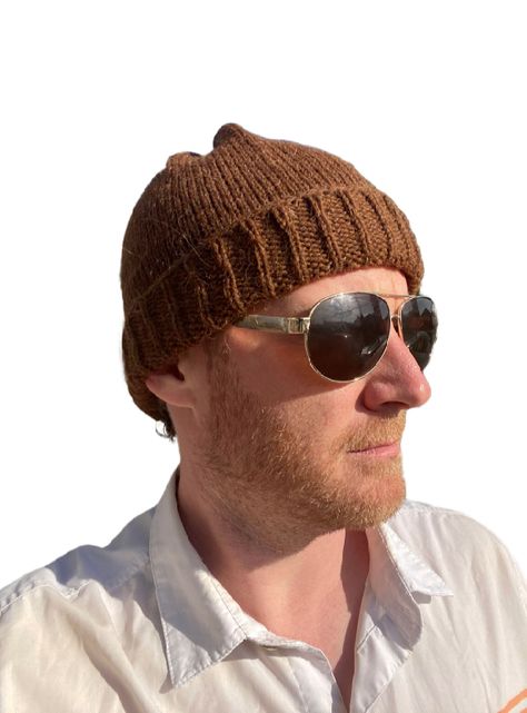 Gorro Beanie Fisherman Marrón De Lana Alpaca Chilena 100%-4