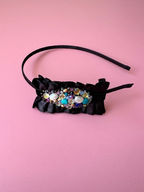 Diadema pedrería hecho a mano.-2