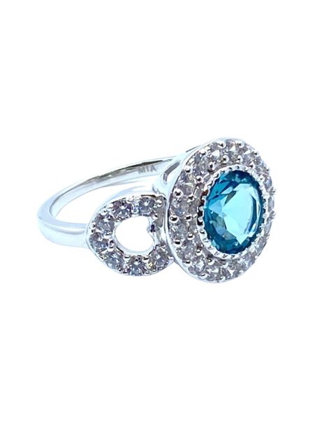 Anillo de Plata y Cristal de Praga color Aguamarina-0