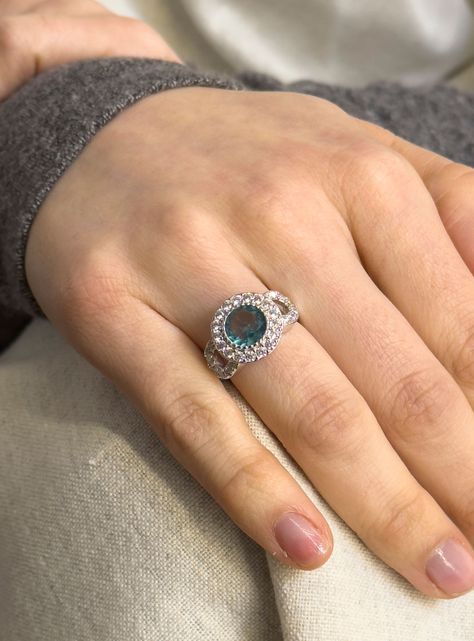 Anillo de Plata y Cristal de Praga color Aguamarina-1