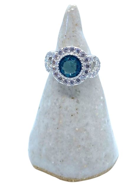Anillo de Plata y Cristal de Praga color Aguamarina-2