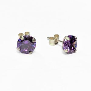 Aros Circón Plata 8mm Lila-0