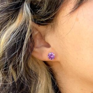 Aros Circón Plata 8mm Lila-1