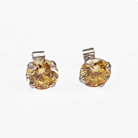 Aros Circón Plata 8mm Champaña-0