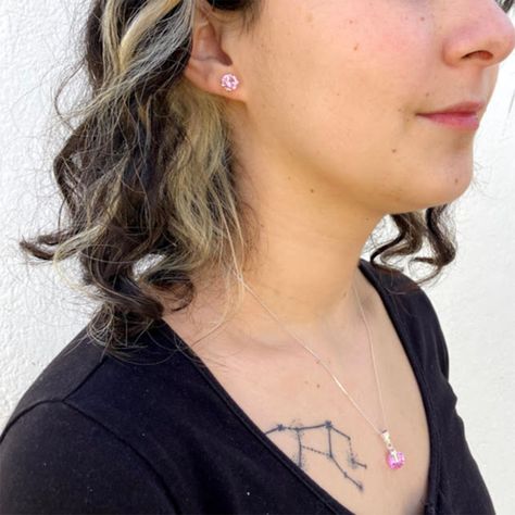 Conjunto de Plata con Circón Rosado-1