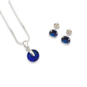 Conjunto de Plata con Circón Azul-0