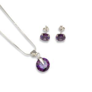 Conjunto de Plata con Circón Lila-0