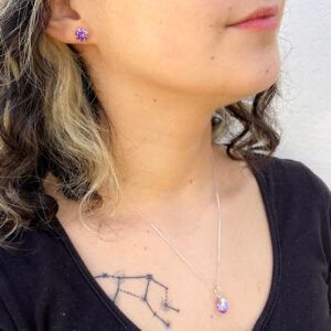 Conjunto de Plata con Circón Lila-1