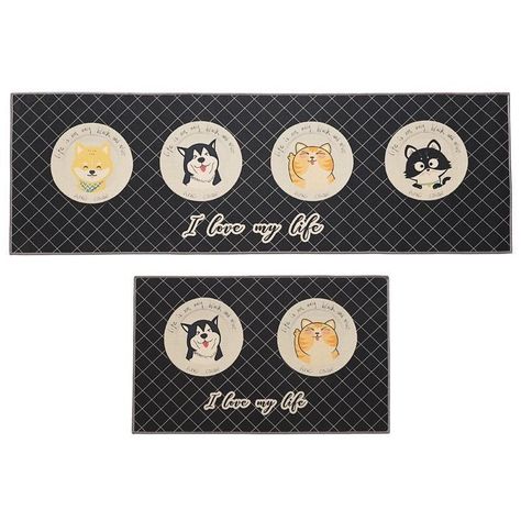 Set 2 Alfombra para cocina diseño 2 Perros 2 Gatos-0