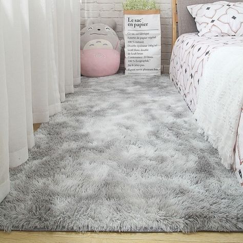 Bajada de cama peluda alfombra Gris Claro Jaspeado-1