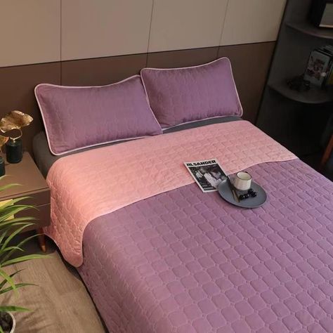 Cubrecama Quilt 2 Plazas Lila Rosado Reversible-0