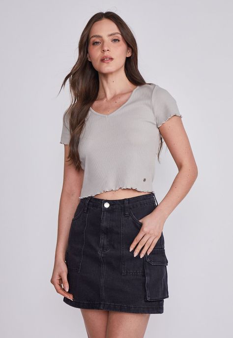 Polera Mujer Crudo Escote V Sioux-0